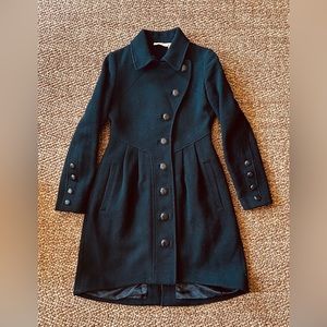 DKNY Petites Pleated Flare Woolblend Pea Coat